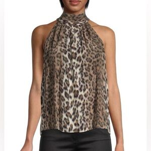 Joie Erola Leopard-Print Halterneck Top Blouse Small